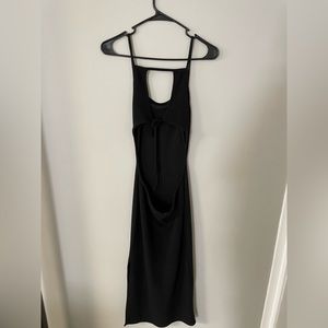 Black dress (backless/strappy) leg slit